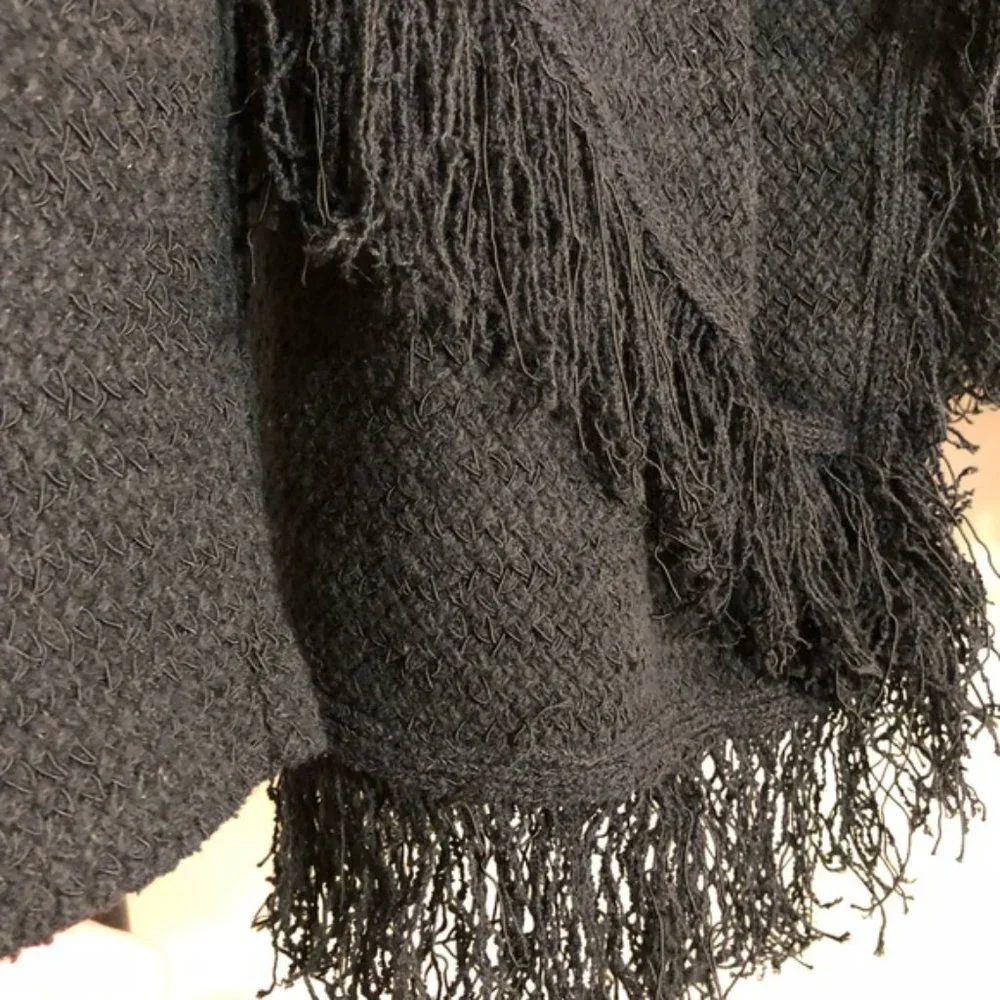 Maje‎ Fringe Cardigan Sweater Black Medium